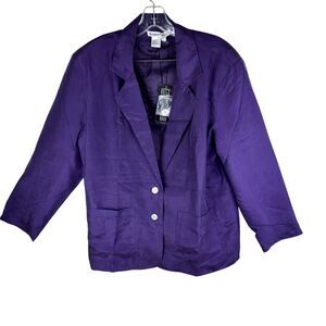 NWT WinterSilks Silk Oversized Blazer XL Purple Academia Classic Office Work